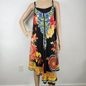 Indian Emporium Multicolor Floral Sundress Swim Cover Up One Size Tropical Beach